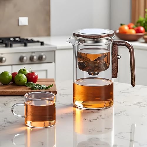 DRNKNSTX Théière Enchanti, théière en verre magique et créative, infuseur de thé en verre détachable, idéal pour la théière -20 oz (approx. 600 ml) (Transparent, 800ml/27oz) - Nail Gallerys