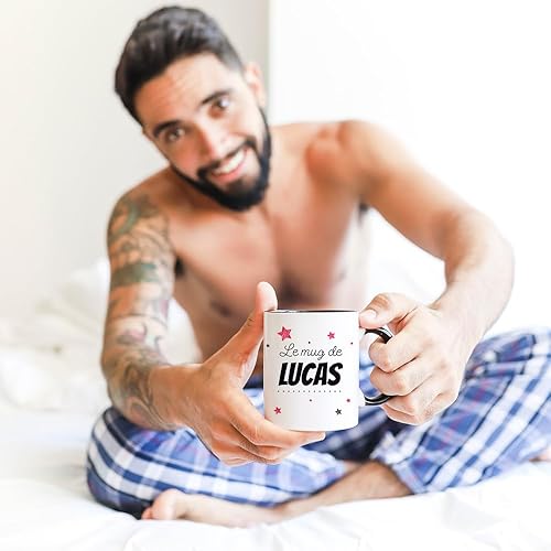 Céramique Mug Personnalisé blanc avec texte personnalisable 'ORIGINAL STAR MUG' Anse et Intérieur noir - Cadeau Original pour Homme Femme Anniversaire Bureau Collègue Noël - 330ML - Nail Gallerys