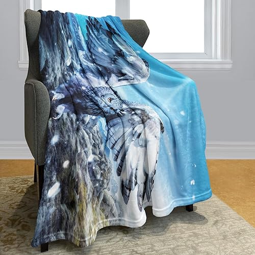 Yisummei Couverture en polaire douce Blanc neige Chouette pour lit ou canapé, Coton mélangé, Color1, 150 x 200 cm - Nail Gallerys