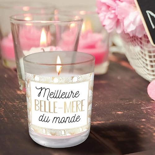 STC, Bougie verre MEILLEURE BELLE-MERE DU MONDE parfum Fleur de coton Dorés CD4290_38 - Nail Gallerys