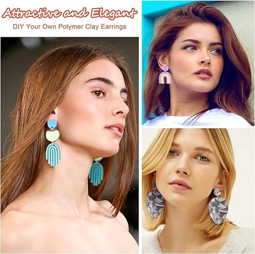 Jeesblsy Emporte-pièces en Argile Polymère pour Boucles D'oreille, 36 Couleurs Pâte Polymère avec avec Outils Accessoires, Moules Ronds en Forme de Cercle pour Fabrication de Bijoux (365pcs) - Nail Gallerys