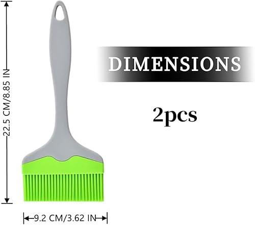 HZAOPZE 2 pcs Brosse à badigeonner en silicone, grande brosse à pâtisserie pour barbecue pour la cuisson, badigeonner extra large pour griller, cuire, barbecue, sauce, beurre, marinades, jaune et vert - Nail Gallerys