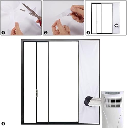 Joint de porte/fenêtre coulissante, kit de fenêtre universel portable pour climatiseur mobile et sèche-linge avec ruban adhésif et corde rétractable 3M - Nail Gallerys