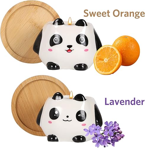 Kinforse Coffret Cadeau Adorable Bougies de Soja Parfumées Panda - Lot de 2 avec Plateau Bambou | Idée Cadeau Femme pour Anniversaire, Spa, Relaxation | Bougie Aromathérapie Cadeaux pour Elle - Nail Gallerys