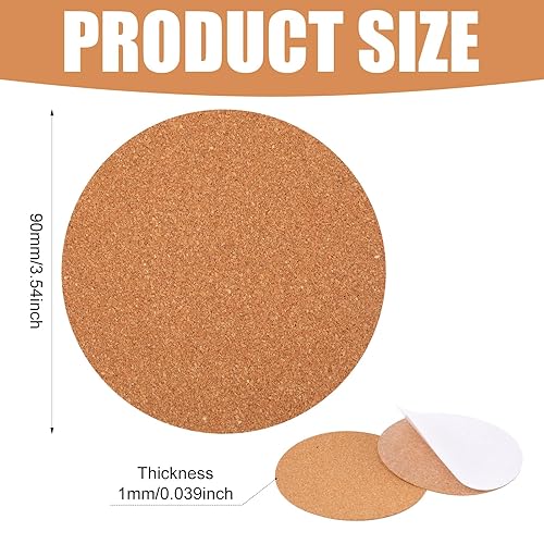 50pcs Dessous de Verre en Liège, 10cm Rondes Autocollantes Feuilles de Liège, Tapis de Support en Liège pour Dessous de Verre, Petits Pots, Travaux Manuels, Meubles, Maison - Nail Gallerys