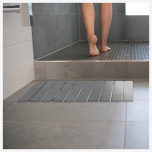 5Five - Tapis de Bain Caillebotis en Diatomite Gris 59x39cm – Antidérapant, Séchage Rapide, Facile à Entretenir – Accessoire pour Salle de Bain - Nail Gallerys