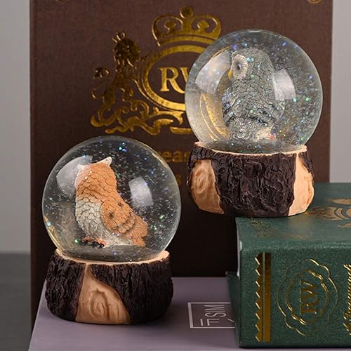 Toddmomy Hibou Boule à Neige Hibou Globe Deau Figurine de Bureau Ornement Boule de Neige de Noël pour La Décoration de Bureau à Domicile (Style Aléatoire) - Nail Gallerys