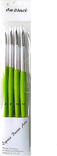 Da Vinci Série 373 Set de 4 Pinceaux Rond Synthetique (6, 8, 10, 12) - Nail Gallerys