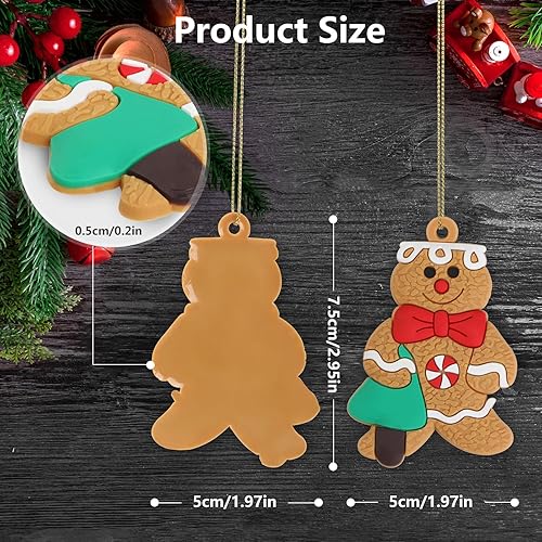 Bigqin 12 Pièces Bonhomme en Pain D'Épices Ornement Sapin de Noel, Pendentif de Décorations Suspendues de d'arbre de Noël,Ornements d'arbre de Noël avec Cordon - Nail Gallerys