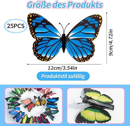 WanderGo Lot de 25 papillons décoratifs avec clip coloré en PVC pour décoration de chambre d'enfant, rideaux, table, bureau, jardin, vert - Nail Gallerys