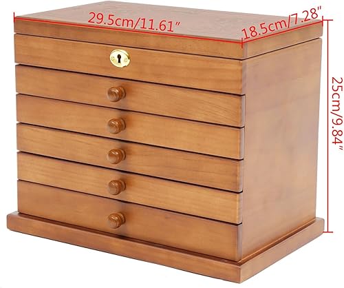 Grande Boîte à Bijoux en Bois Avec Miroir - Organiseur de Bijoux 6 Couches - Tiroirs et Doublure en Velours - Nail Gallerys