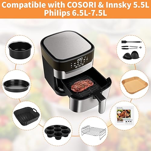 Airfryer Lot de 10 accessoires pour friteuse à air chaud XL et XXL de 20,3 cm, compatible avec COSORI 4,7 L Philips 6,2 l - Nail Gallerys