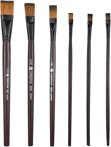6 Pcs Pinceaux de Peinture Set Pinceaux Peinture Acrylique Pinceau d'artiste Pinceaux de Brosse Plat en Nylon à l'huile Acrylique Aquarelle Peinture Gouache Enfants Adultes, Taille 2/4/6/8/10/12 - Nail Gallerys