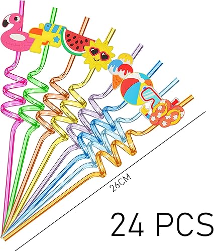 Paquet De 24 Pailles À Boire Pour Cocktail, Pailles Décoratives De Dessin Animé, Effet Réutilisable, Pailles À Boire Incurvées, Pailles Décoratives - Nail Gallerys
