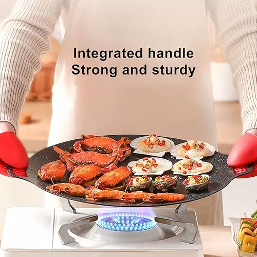 Plaque de cuisson coréenne, ronde, en fonte, antiadhésive, pour la maison, l'extérieur, type de gaz 33 cm - Nail Gallerys