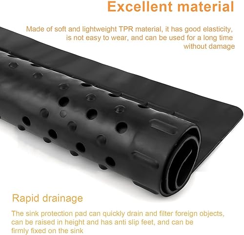 HJIAMA Tapis D'évier Forme Nid D'abeille, 12,4 x 10,4 Pouces Tapis Evier Cuisine, Pliable et Découpable Protege Evier Cuisine Noir, Sécurisé, Tapis Egouttoir pour Salle Bain, Cuisine, Table Manger, Év - Nail Gallerys
