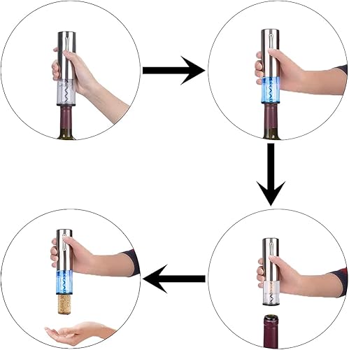 Tire Bouchon Electrique Rechargeable, Stone TH Ouvre Bouteille Électrique avec Coupe-Capsule, Bouchon de Vin Sous Vide, Verseur de Vin - Nail Gallerys