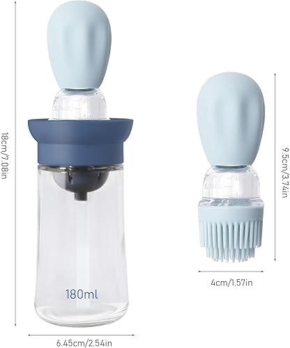 LPEPLL Bouteille huile 2 in 1, Distributeur en verre 180ml avec pinceau en silicone, idéal pour cuisson, friture, grillades, sauces, vinaigre, marinades (Brun) - Nail Gallerys