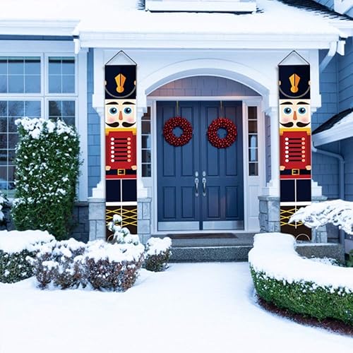 Wisremt 1 paire de bannières de décoration de Noël, casse-noisette pour porte d'entrée, porche, jardin, intérieur ou extérieur - 32 x 180 cm - Nail Gallerys