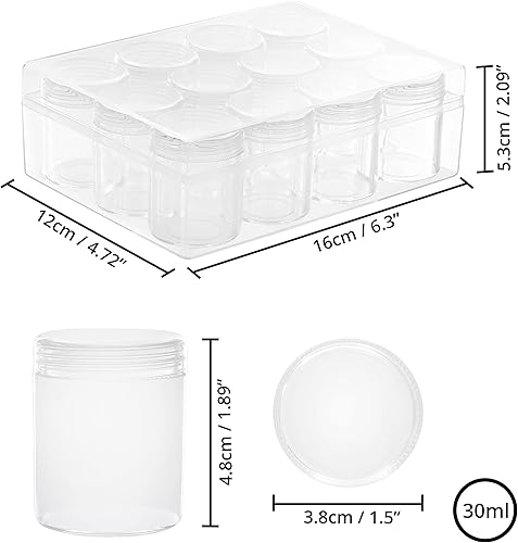 BELLE VOUS Boite Rangement Perles - 12 Petits Pots en Plastique Transparent Amovible avec Couvercle - Tubes en Plastique pour Perles, Bijoux, Ongles DIY, Boucles d’Oreilles, Paillettes et Broderie - Nail Gallerys