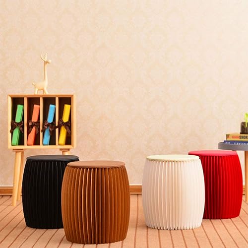 HKDJ-Tabouret Pliant en Carton Conception en Forme De Tambour Multifonction Pliable Économiser De l'espace Meubles Créatifs Décoration,Blanc - Nail Gallerys