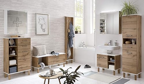 Schildmeyer 147587 Armoire à Pharmacie, Matériau Dérivé du Bois, Blanc Brillant, 71,5 x 64,2 x 19,6 cm - Nail Gallerys