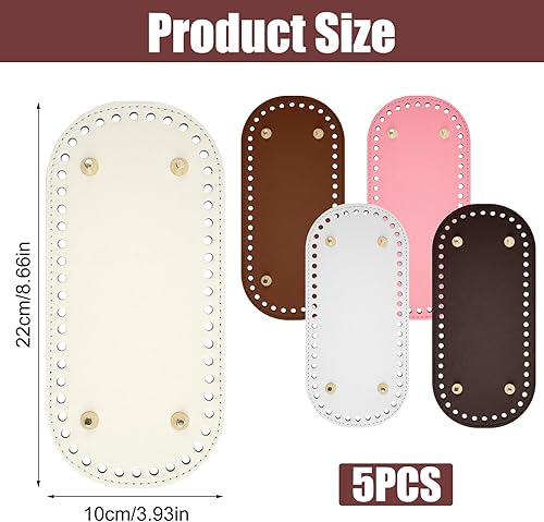 5 Pièces Fond Tapis de Sac Sac à Crocheter Fond Crochet, 21.5 x 10 cm Fond de Sac à Crocheter en Cuir PU, Fond de Sac Ovale Fond de Sac en Cuir pour Uncinetto, Faire des Accessoires de Sac DIY - Nail Gallerys