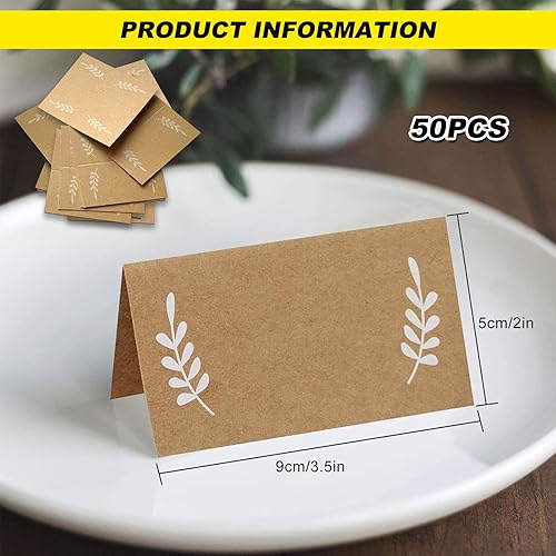 ReaJoys Lot de 50 marque-places en papier kraft marron pour décoration de table, RZX-UK016 - Nail Gallerys