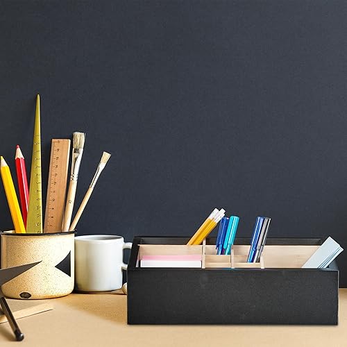 Relaxdays Organiseur de Bureau, 12 Compartiments, réglable, Bambou & MDF, Rangement, HxLxP : 12x30x18 cm, Noir - Nature - Nail Gallerys