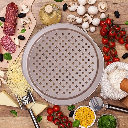 Relaxdays Plaque à Pizzas, Lot de 2, Plat Four perforé, Trous, Acier Carbone, Moule, Antiadhésif, Rond, ∅ 29,5cm, Gris - Nail Gallerys