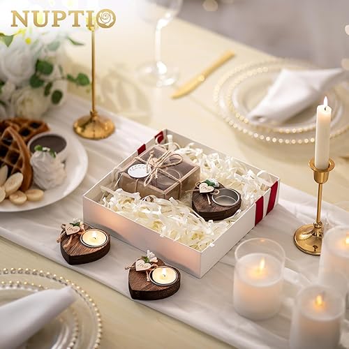 NUPTIO Porte-Bougies à Bois: 20 Pièces Souvenirs Mariage Cadeaux Fête Les Invités Cadeau Retour Douche Vrac Bougeoir à Réchaud Favoris Douche Bébé Décoration Table Baptême Personnalisée - Nail Gallerys