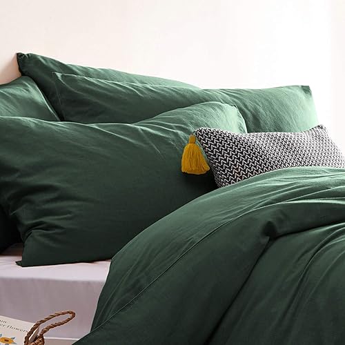 CoutureBridal Housse de Couette 220x240 cm Vert foncé Couleur Unie - Parure de Lit 2 Personnes avec Fermeture Éclair en Microfibre avec 2 Taie d'oreiller 65x65 cm - Nail Gallerys