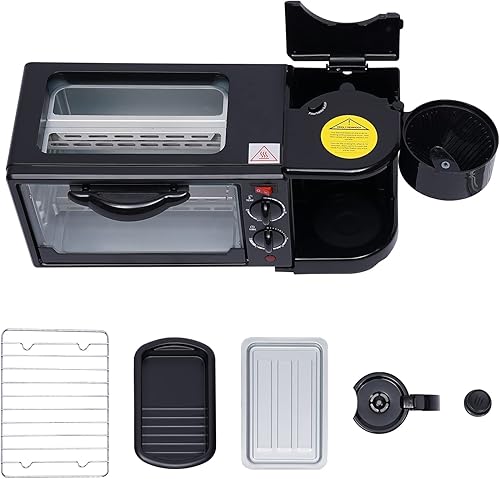 Mini Four 3 En 1 Plaque De Cuisson Four à Pizza Toast Petit-DéJeuner （Avec machine à café）Noir - Nail Gallerys