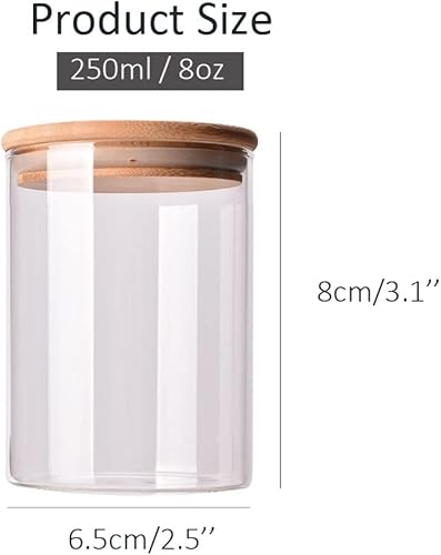 Lot de 2 bocaux en verre transparent de 250 ml, couvercles hermétiques, conteneurs de stockage de nourriture avec couvercle en bois, bocaux de cuisine en verre, bouteilles de rangement pour - Nail Gallerys