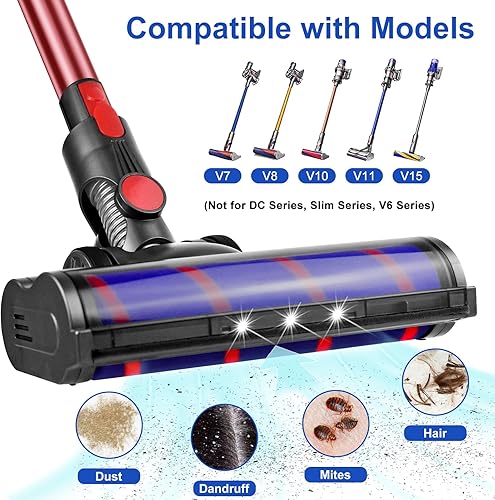 Brosse Aspirateur Compatible avec Dysoñ v7 v8 v10 v11 v15 Animal Motorhead Absolute Tete Embout Fluffy Balai Pièces Détachées Accessoire Nettoyage Souple Rouleau et 3 LED Turbo Electric Brush - Nail Gallerys