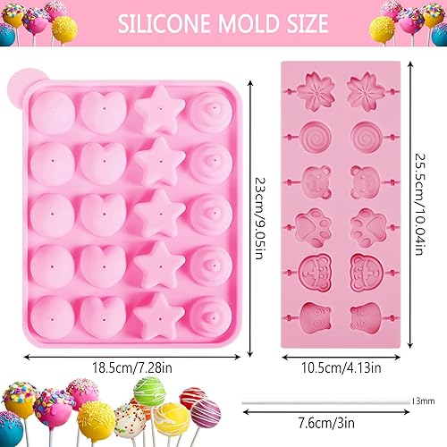 TAIZER 2PCS Moules à Cake Pop Silicone,Moules à Sucettes en Silicone Moule à Lollipop Bonbon Moule à Sucettes avec Bâtonnets Moules à Pop Bâtonnets à Cake Pops Lollipop Party Cupcake Moule à Sucettes - Nail Gallerys