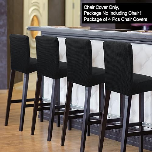 PICCOCASA Lot de 2 housses tabouret bar extensibles avec treillis carré Noir, 14' x 14' x 12'(L*W*H) - Nail Gallerys