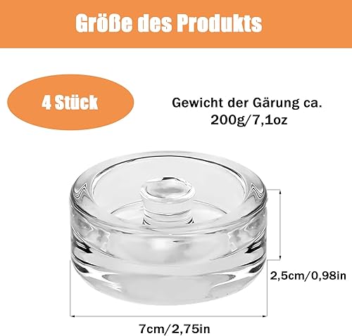 Lot de 4 poids de fermentation en verre de fermentation, poids en verre d'un diamètre de 7 cm, poids de fermentation avec poignée, poids en verre pour fermentation avec large ouverture, pour la mise - Nail Gallerys