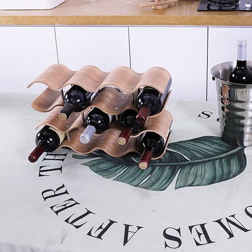unho Casier à Bouteille Empilable, Porte Bouteille en Bambou Range Bouteille Vin Bois Autoportant 14 Bouteilles Design Max pour Maison Cuisine Bar Salle à Manger - 44 x 17 x 7.5cm - Nail Gallerys
