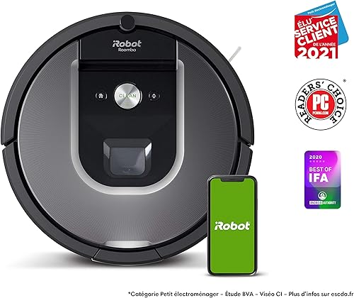 iRobot Roomba 960, aspirateur robot avec forte puissance d'aspiration, 2 brosses anti-emmêlement, idéal pour animaux, capteurs de poussière, parfait sur tapis et sols, connecté, programmable via app - Nail Gallerys
