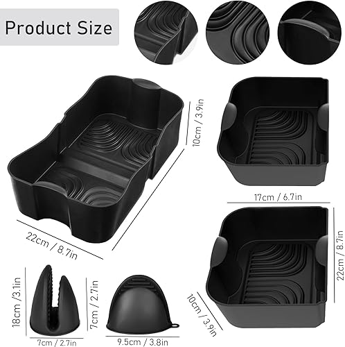 Accessoires pour Friteuse à Air Ninja Foodi FlexDrawer Air Fryer AF500EUCP 10,4L, Moule de Friteuse en Silicone Réutilisables et Pliables, Pinces à Mainc en Silicone pour Air fryer Ninja AF500EU - Nail Gallerys