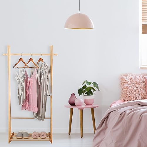 Relaxdays Penderie avec Porte-Chaussures, Portant vêtements, à Poser, Valet de Chambre, HLP : 153x87,5x45 cm, Nature - Nail Gallerys