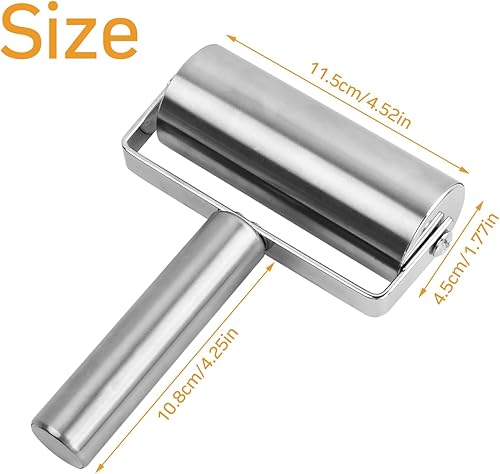 volumoon Rouleau à Pâtisserie, Rouleau Pâtisserie Cuisine en Acier Inoxydable, Rouleau Patisserie en Métal Anti-rouille, Antiadhésif Petit Rouleau Pâtisserie pour Gâteaux, Tortilla, Biscuits (A) - Nail Gallerys