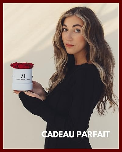 Infinity Roses Rouge en boîte - 3 ans de conservation - Boîte à roses avec 9 de vraies roses conservées I Boîte à roses Flowerbox blanche durable I Cadeau Saint Valentin I Fait main en Allemagne - Nail Gallerys
