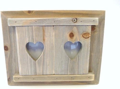 Cadre en bois au look rustique avec volets percés de cœurs 15 x 10 cm - Nail Gallerys