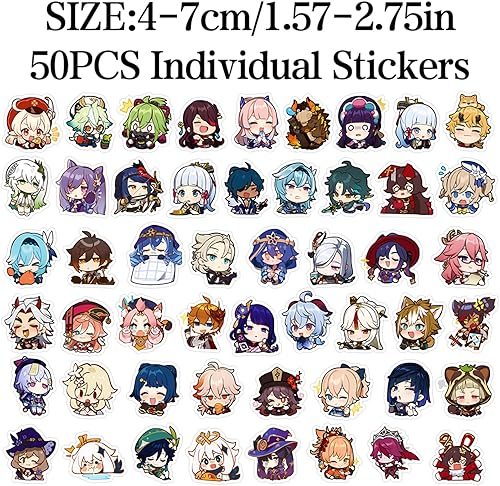 Autocollants Genshin Impact, 50PCS Stickers Genshin Impact, Stickers Anime, Autocollant Anime, Autocollant Manga, Genshin Impact Game Autocollants, Stickers Manga pour Enfants, Adultes - Nail Gallerys