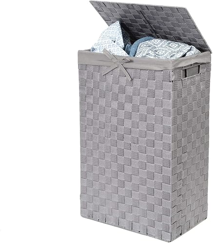 Compactor Panier à Linge Carré avec Couvercle, Panier à Linge Pour les Vêtements dans les Chambres et Salles de Bains, Doublure Amovible et Poignées de Transport, Taupe, Gamme Stan - Nail Gallerys