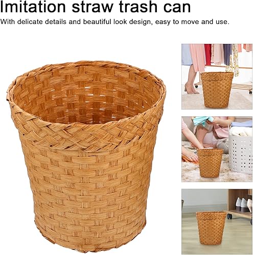 Cabilock Corbeille à Papier Tressée Poubelles De Bureau Poubelle Personnalisée 13 Poubelle De 8 Gallons Panier De Paille Corbeille Poubelle en Osier Rotin Tissé Pot Enfant Bohême Couverture - Nail Gallerys