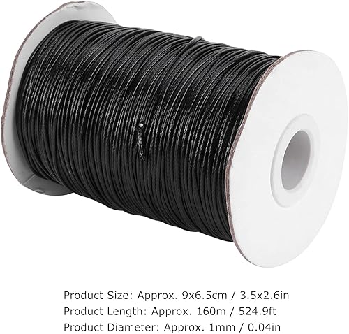 Cordon en Polyester Cire de 1mm, 175 Mètres Fil Enduit de Cire Imperméable pour la Fabrication de Bijoux en Macramé de Perles - Noir - Nail Gallerys