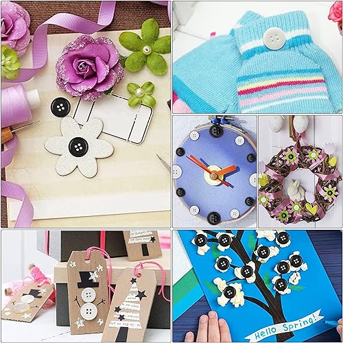 160 Pièces Boutons Ronds en Résine, Boutons de Chemise 4 Trous avec Boîte de Stockage pour Vêtements, Coudre, d'Artisanat Bricolage, 5 Tailles Différentes (Noir et Blanc) - Nail Gallerys